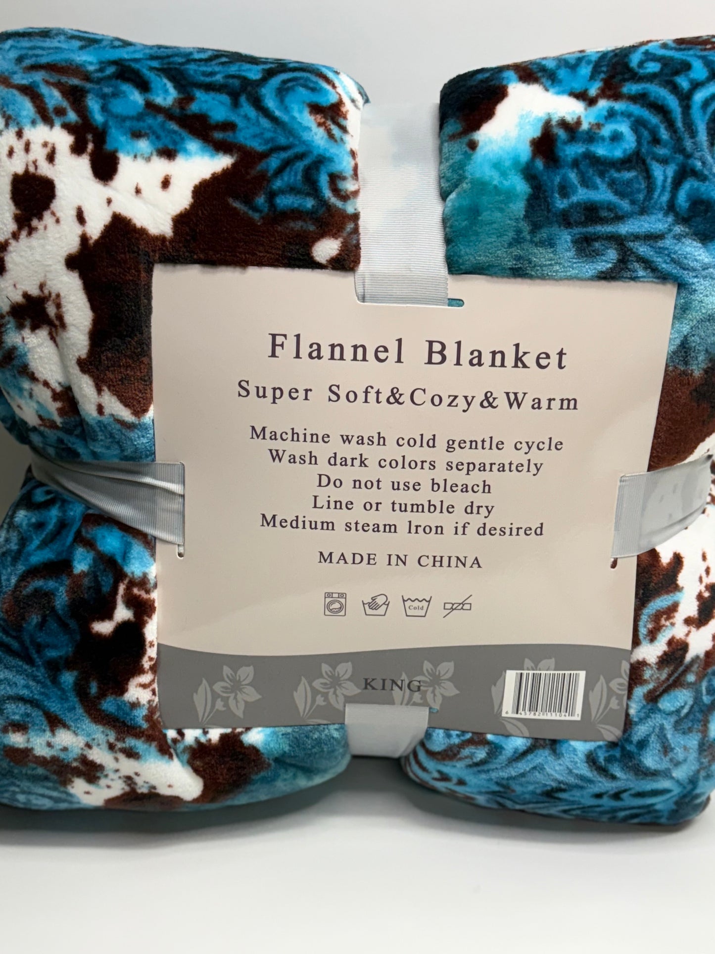 Turquoise Cowprint Blanket King Size