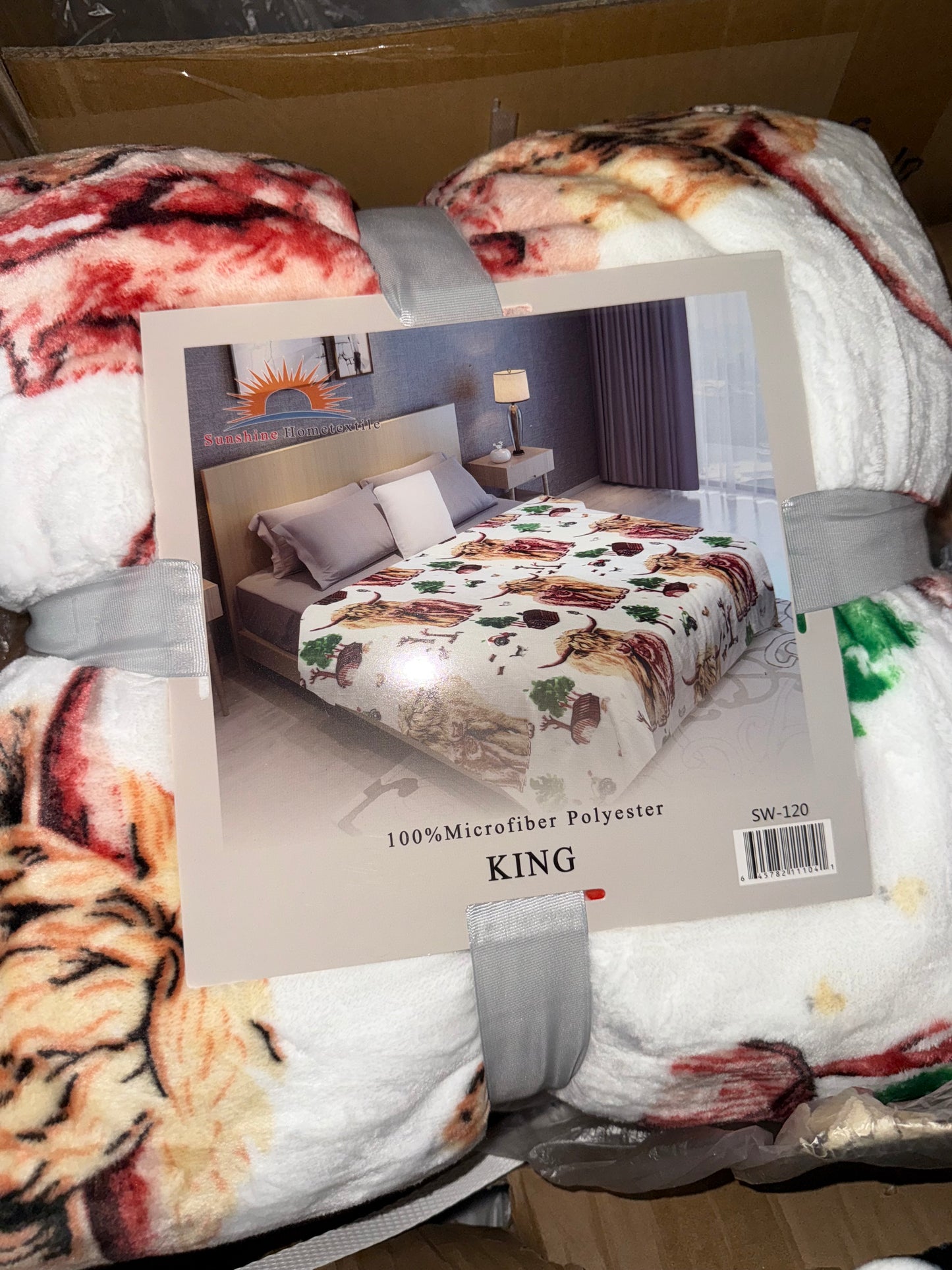 Highland Cow & Trees King Size Flannel Blanket (ITEM SW-120)