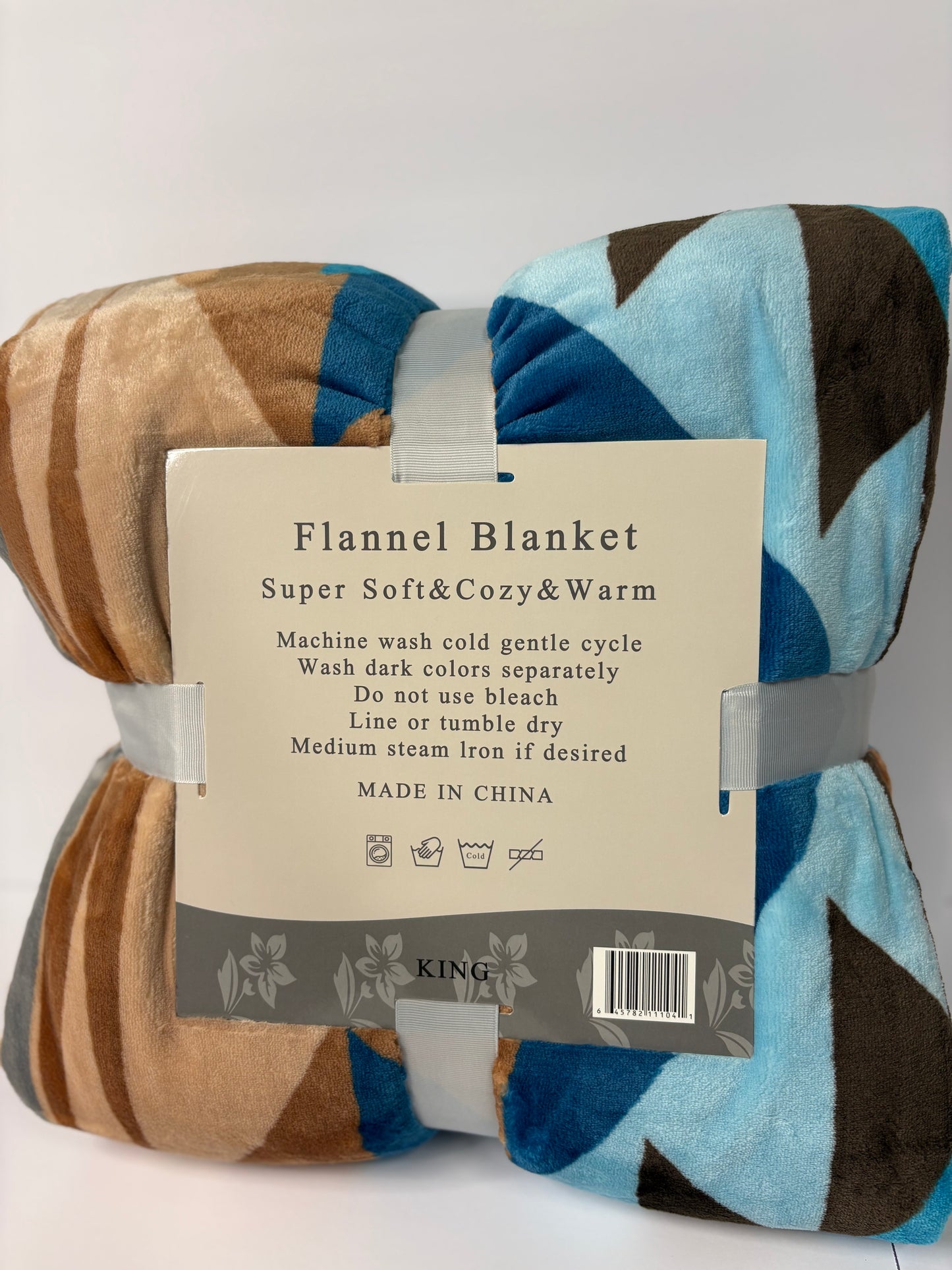 Desert Aztec Brown & Blue King Size Flannel Blanket Item #A-37