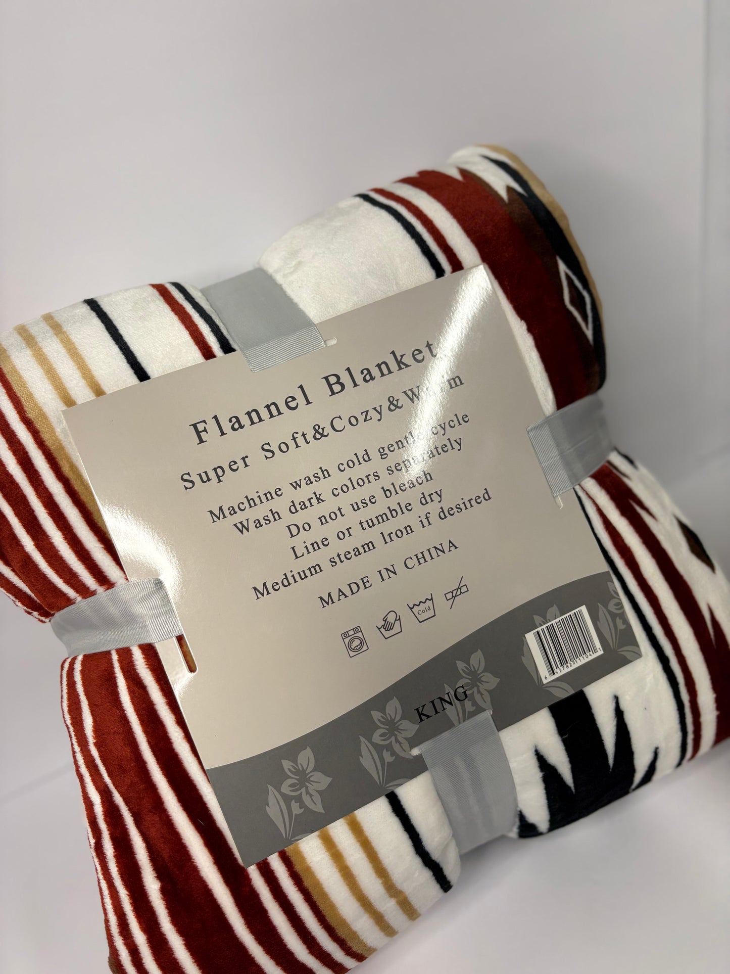 Aztec Brown Stripes King Size Flannel Blanket Item #A-38
