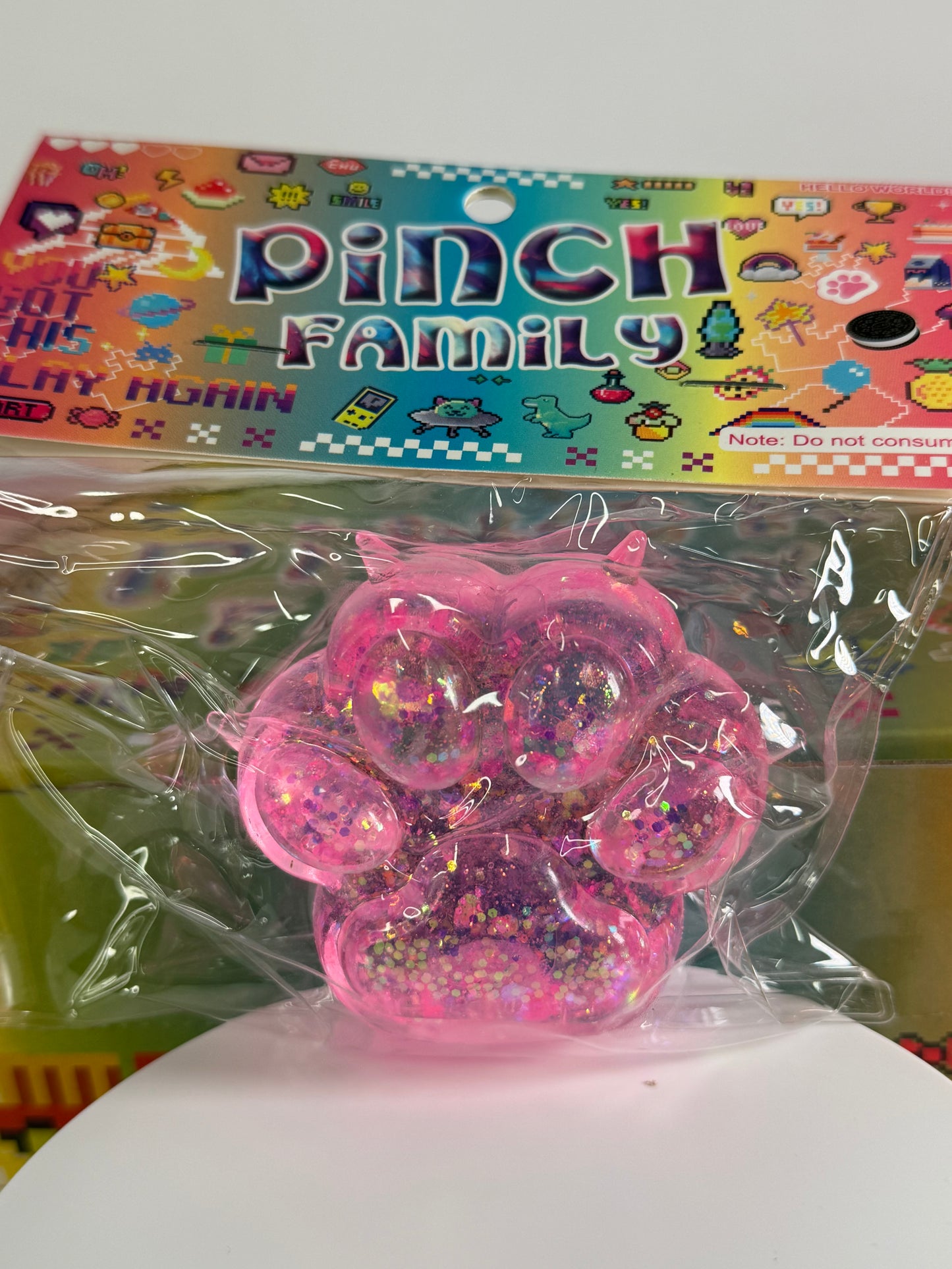 Paw Print Glitter Squishy (Gel Firm Stretchy Texture)