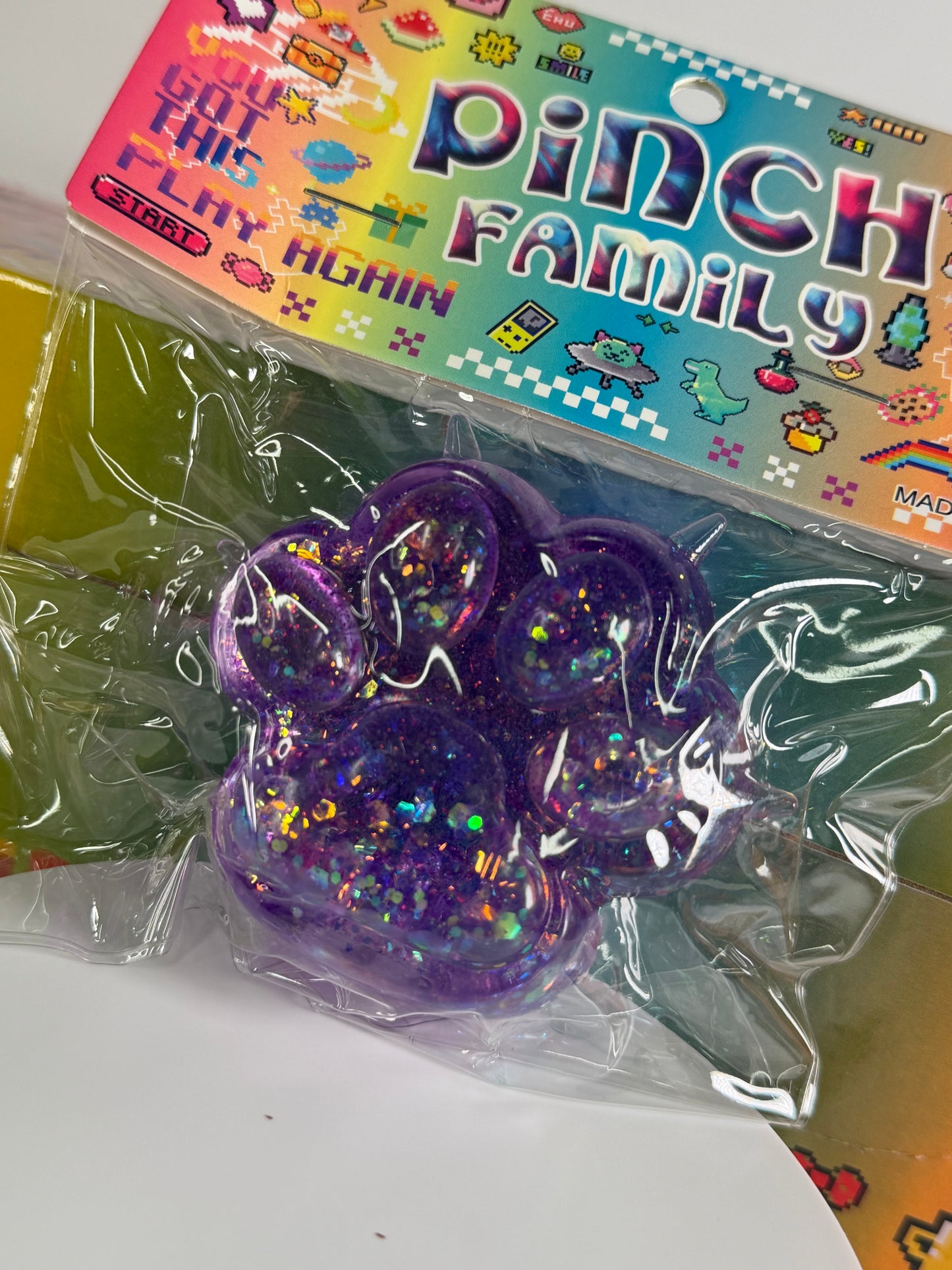 Paw Print Glitter Squishy (Gel Firm Stretchy Texture)