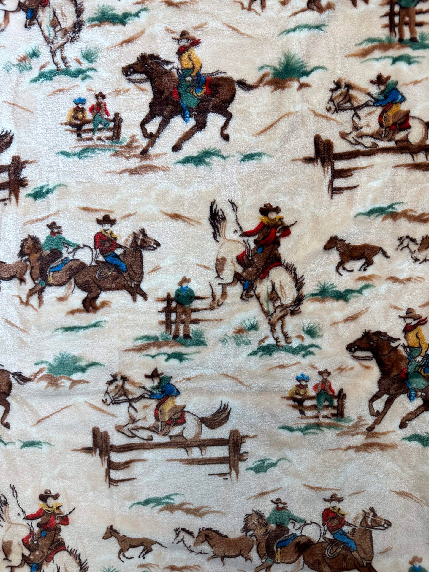 Sand Brown Cowboy with Horse King Size Flannel Blanket (ITEM #SW-72)