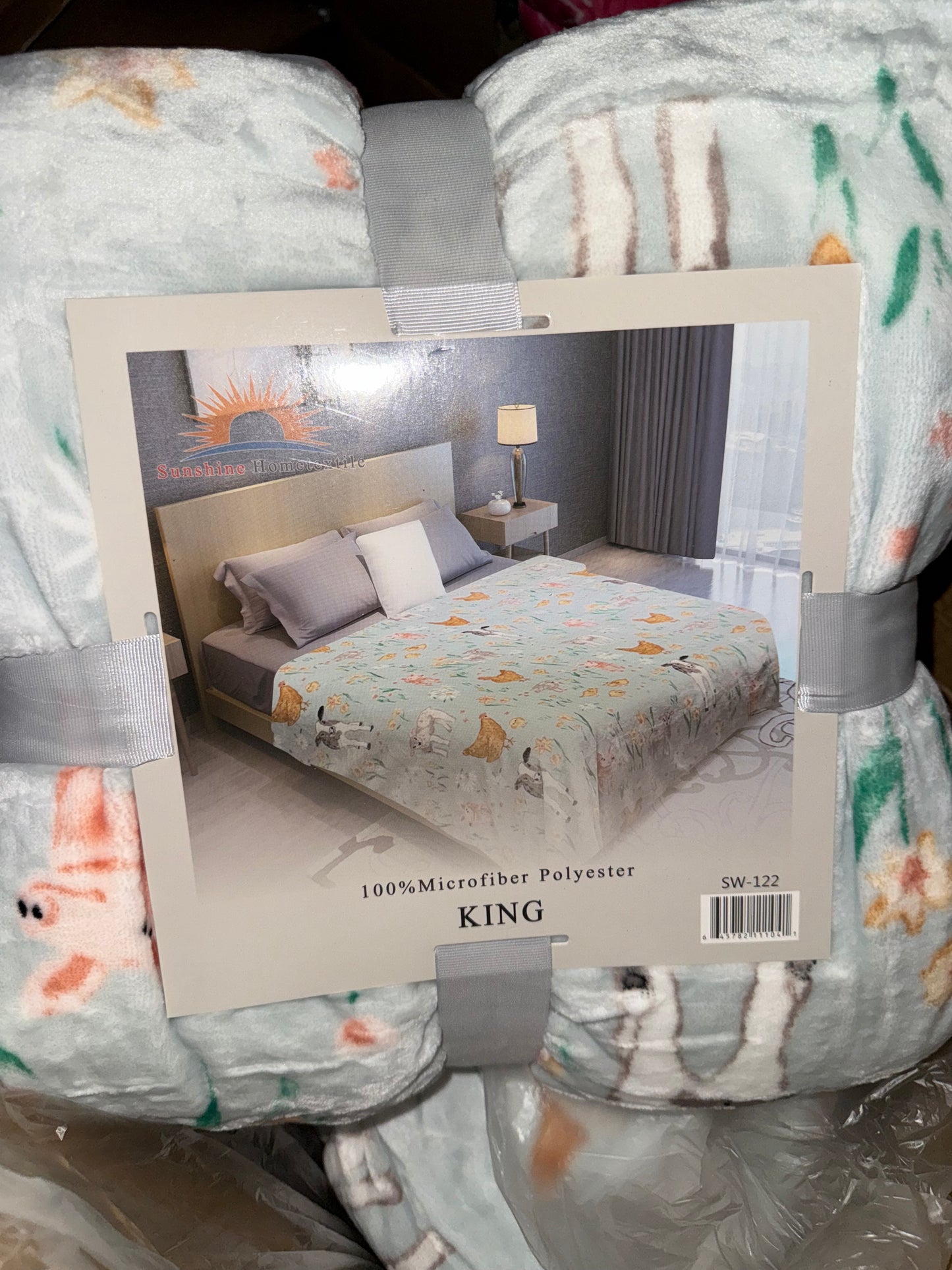 Farm Animals Mint King Size Flannel Blanket (ITEM #SW-122)