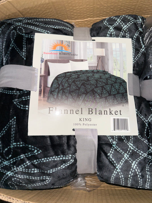 Black Western King Size Flannel Blanket (ITEM #B7)