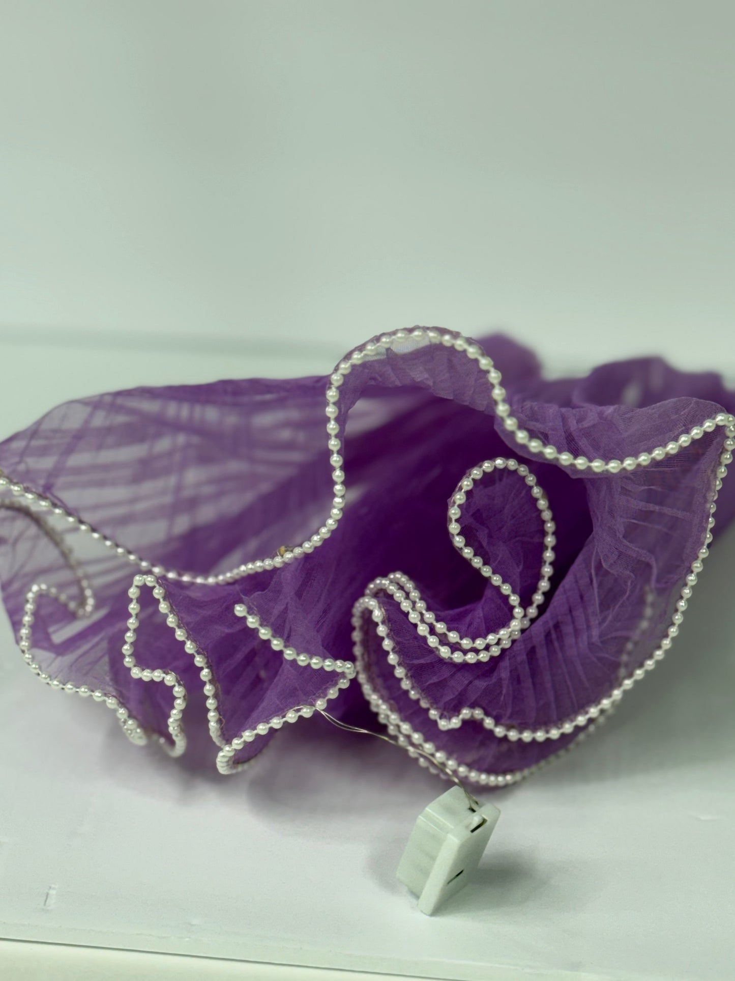 Pearl Trim Mesh with Lights Purple