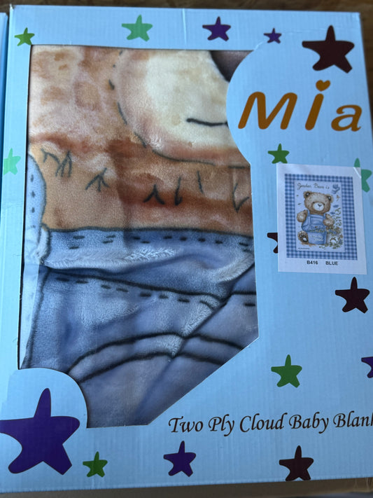 Bear with Overalls Boy Baby Blanket Item #B416