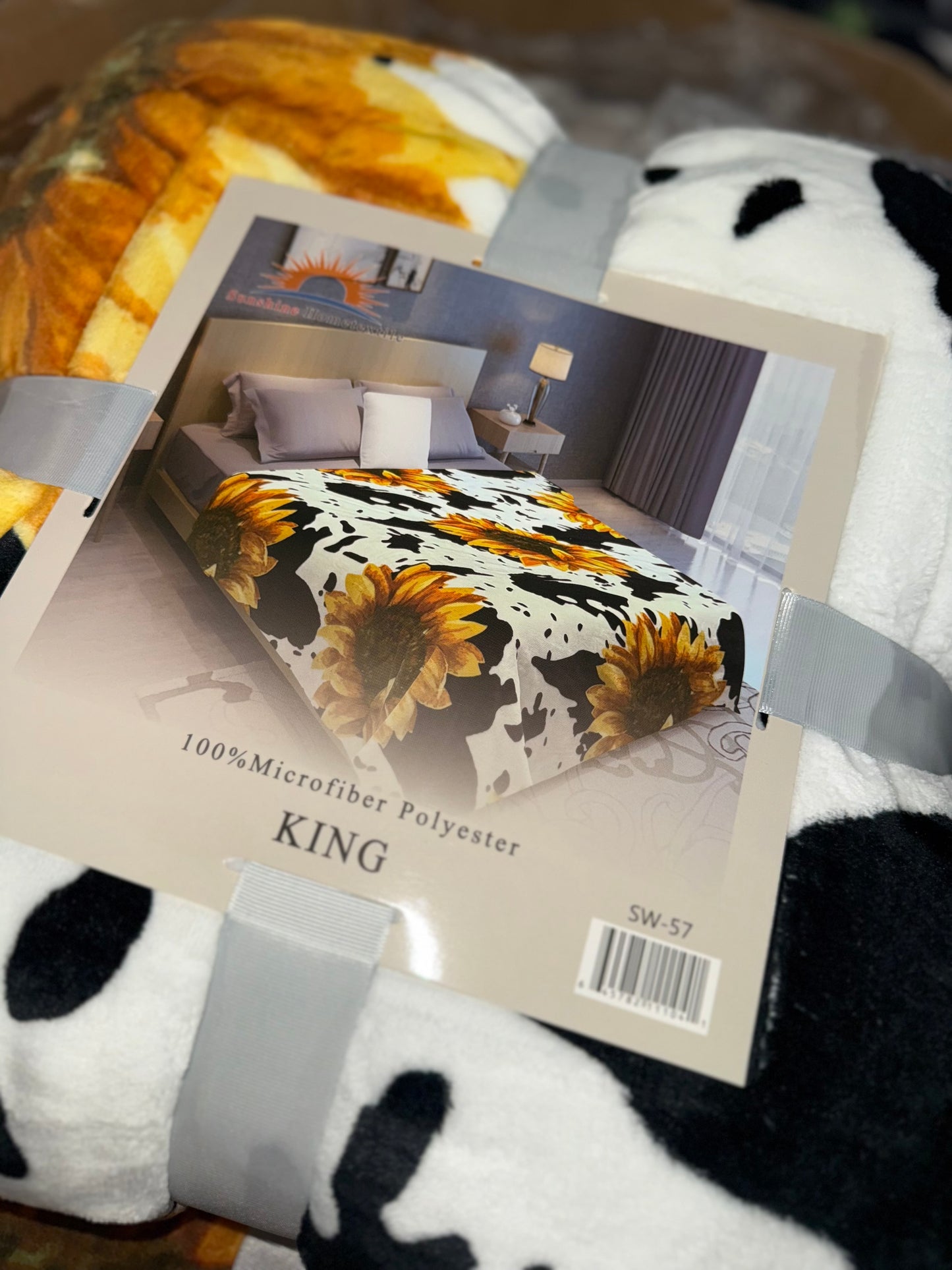 Sunflower Cowprint King Size Flannel Blanket Item #SW-57