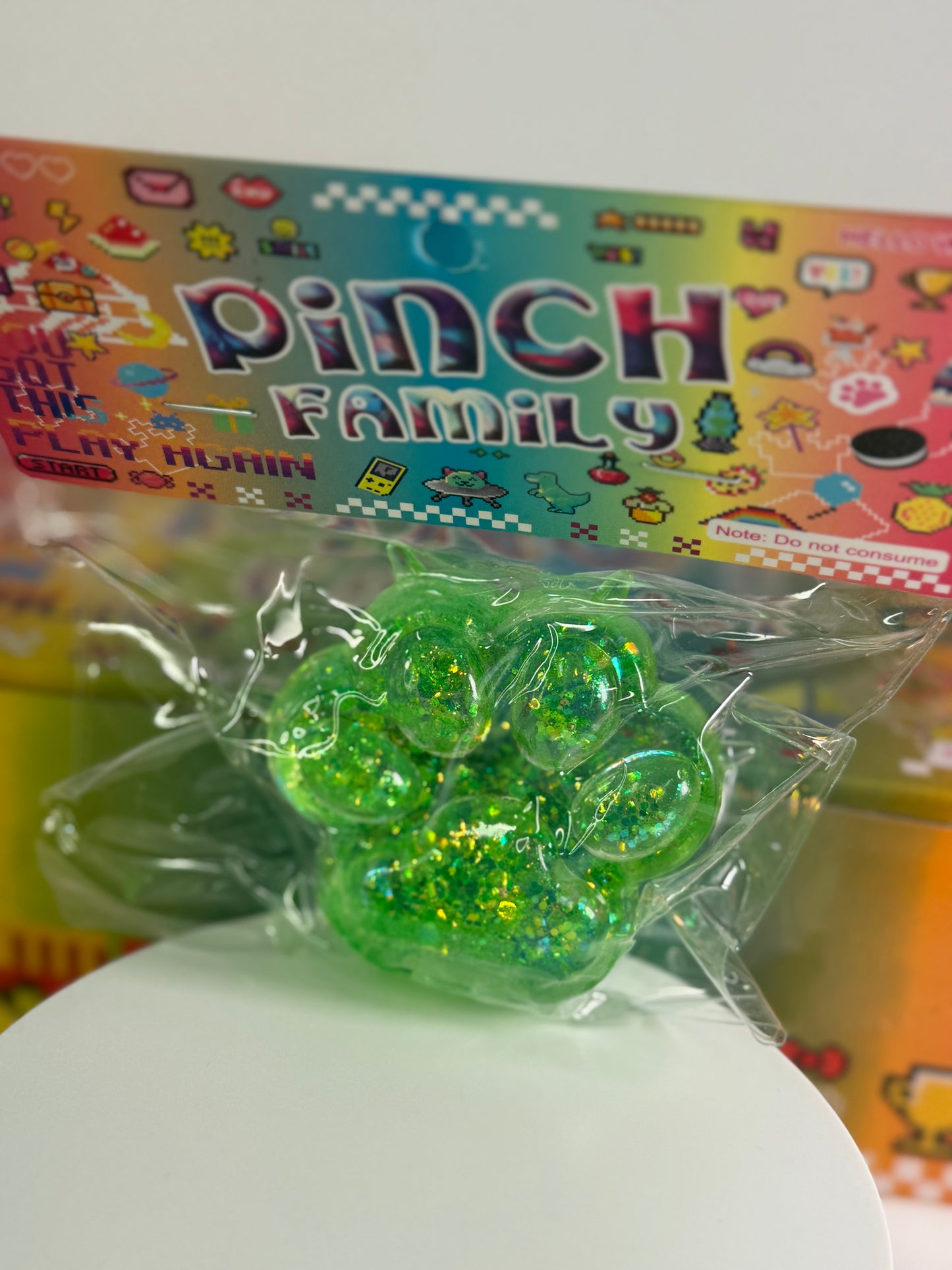 Paw Print Glitter Squishy (Gel Firm Stretchy Texture)