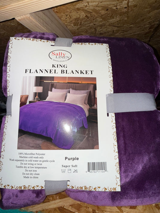 Solid Purple King Size Flannel Blanket