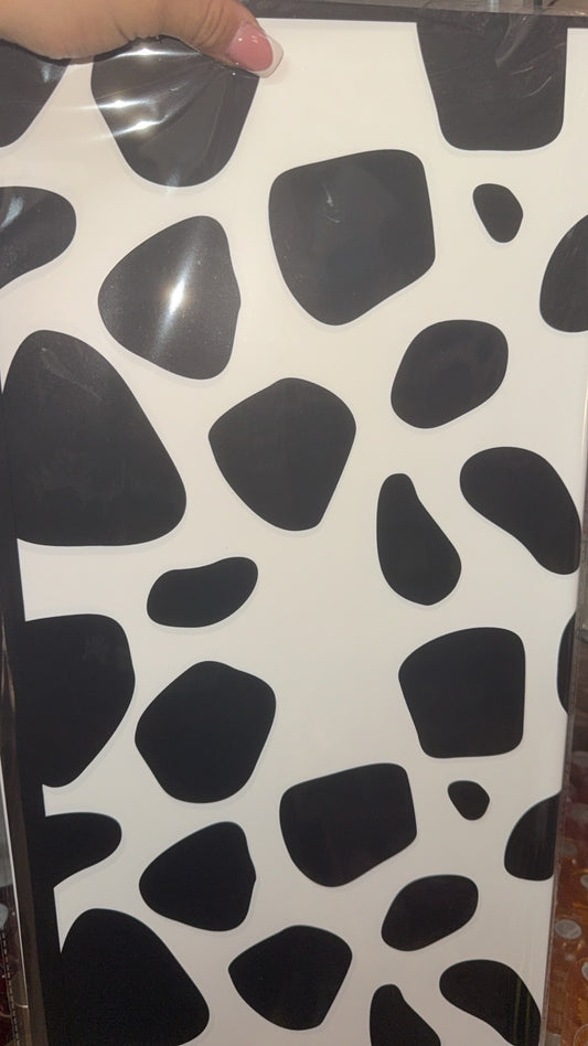 Cow Print Black & White Flower Paper