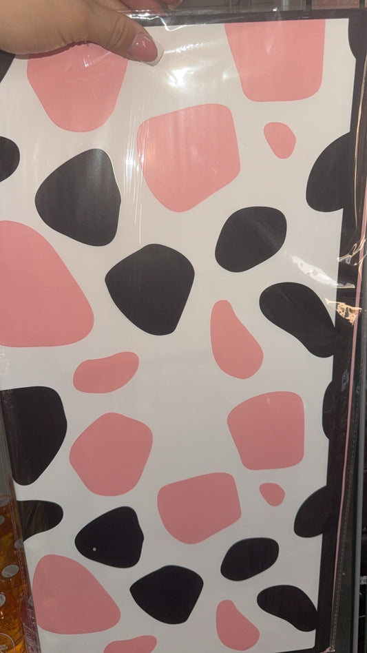 Cow Print Pink & Black Flower Paper