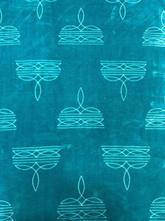 Blue Western King Size Flannel Blanket (ITEM #SW-133)