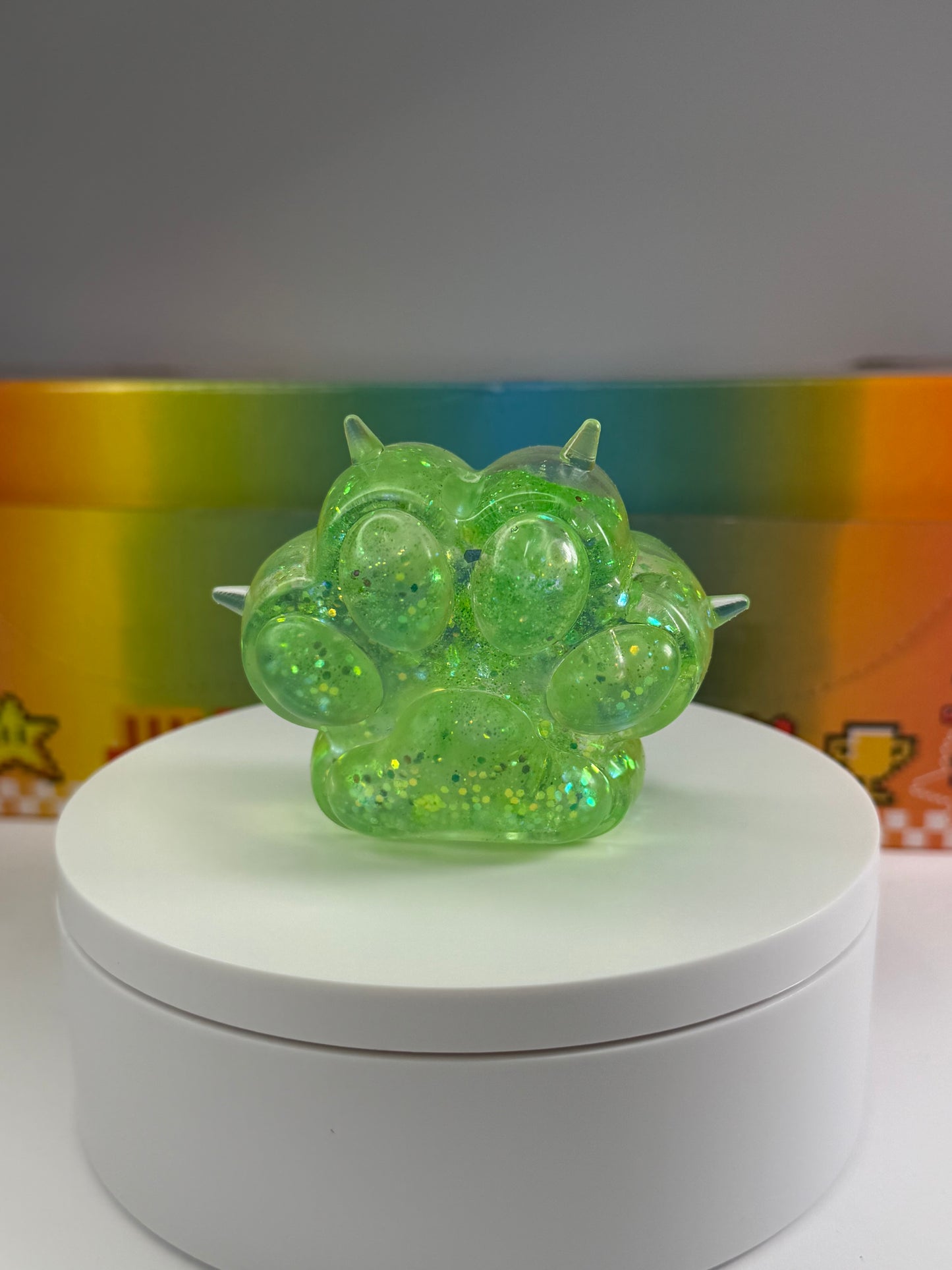 Paw Print Glitter Squishy (Gel Firm Stretchy Texture)