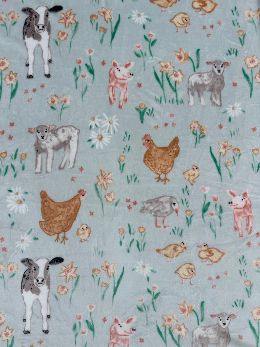 Farm Animals Mint King Size Flannel Blanket (ITEM #SW-122)