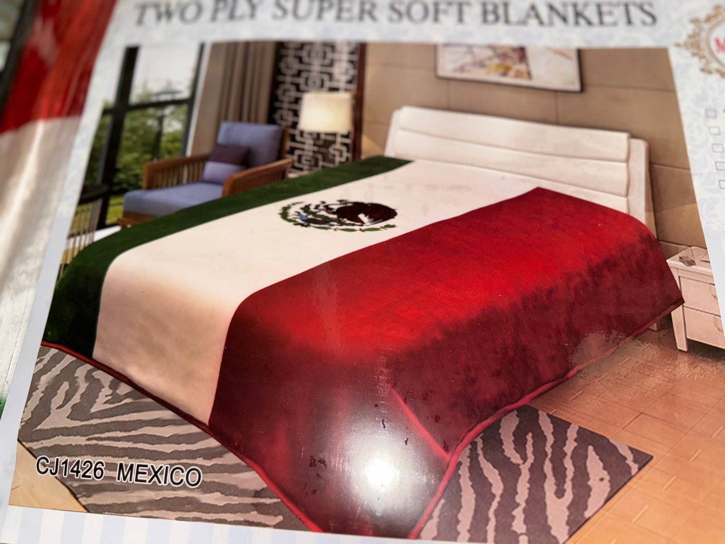 Cal King Ultra Thick Mexico Flag Blanket (ITEM #CJ1426)
