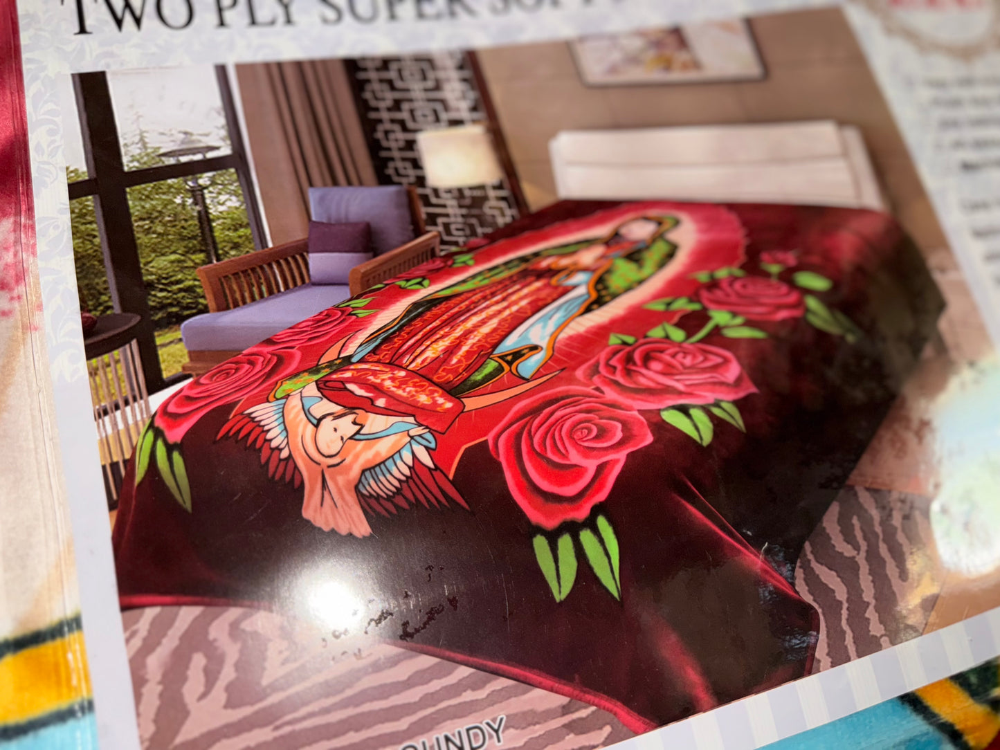 Cal King Ultra Thick & Heavy Virgen de Guadalupe Blanket (ITEM #CJ549)