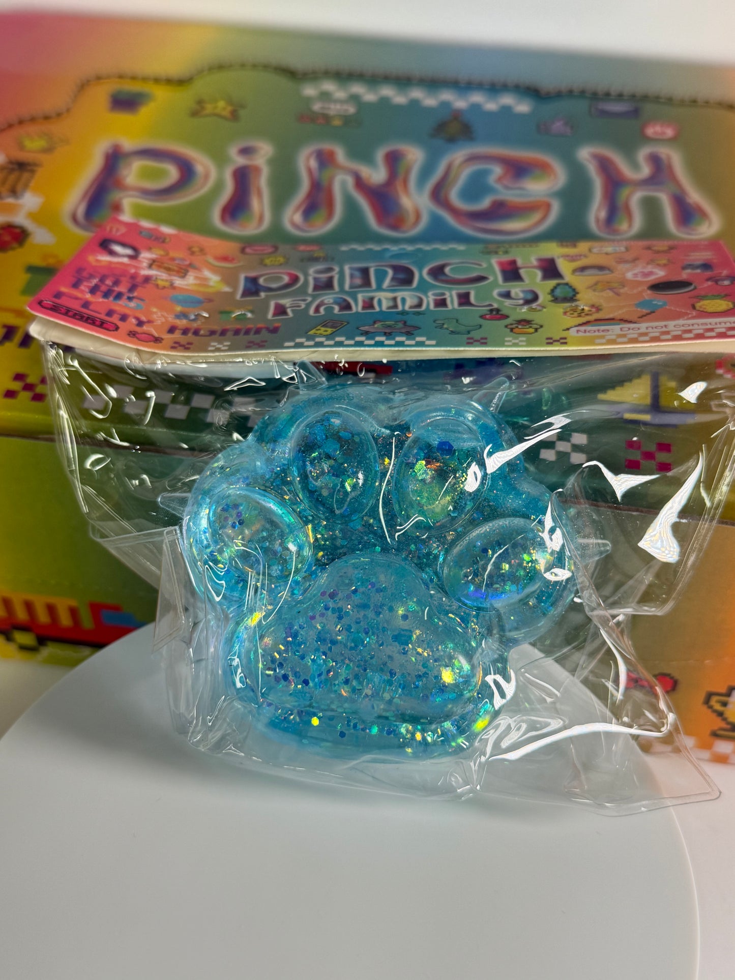 Paw Print Glitter Squishy (Gel Firm Stretchy Texture)
