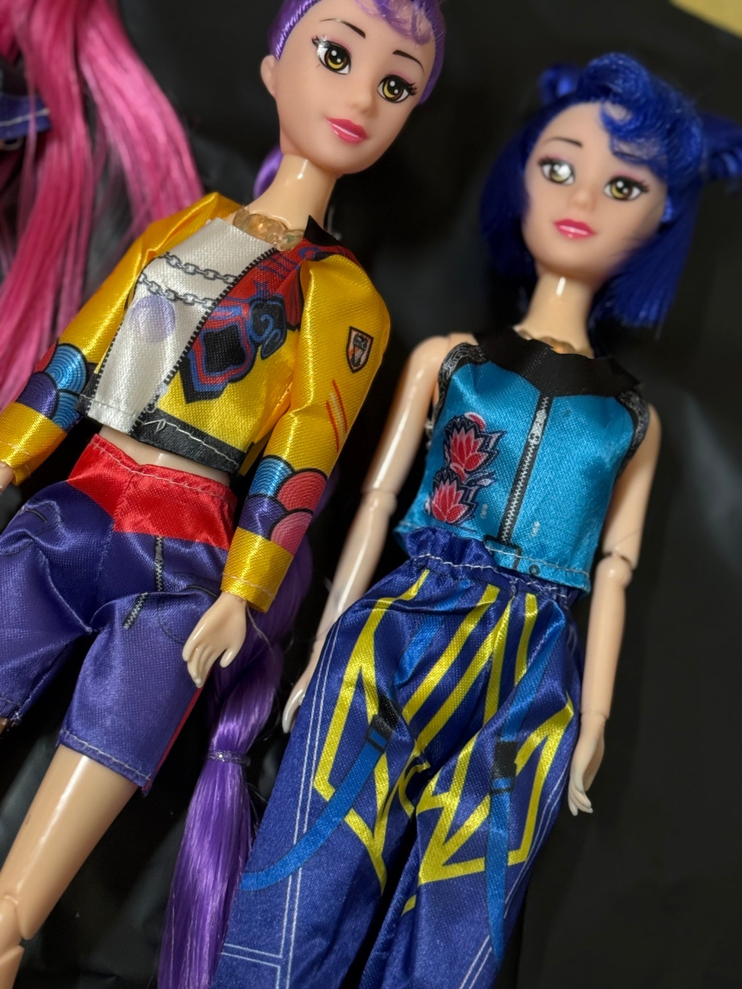 Set of 3 Dolls (Purple, Pink & Blue Hair)