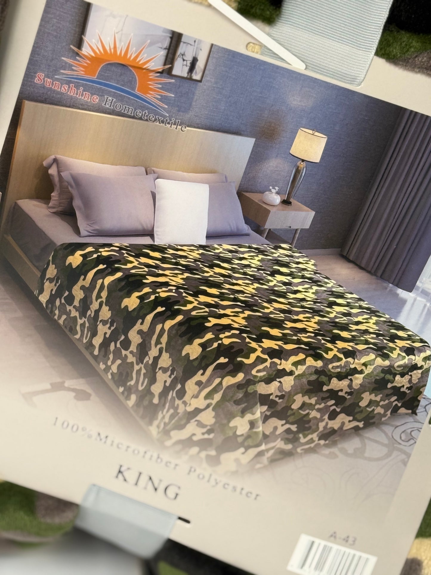 Camouflage King Size Flannel Blanket A-43