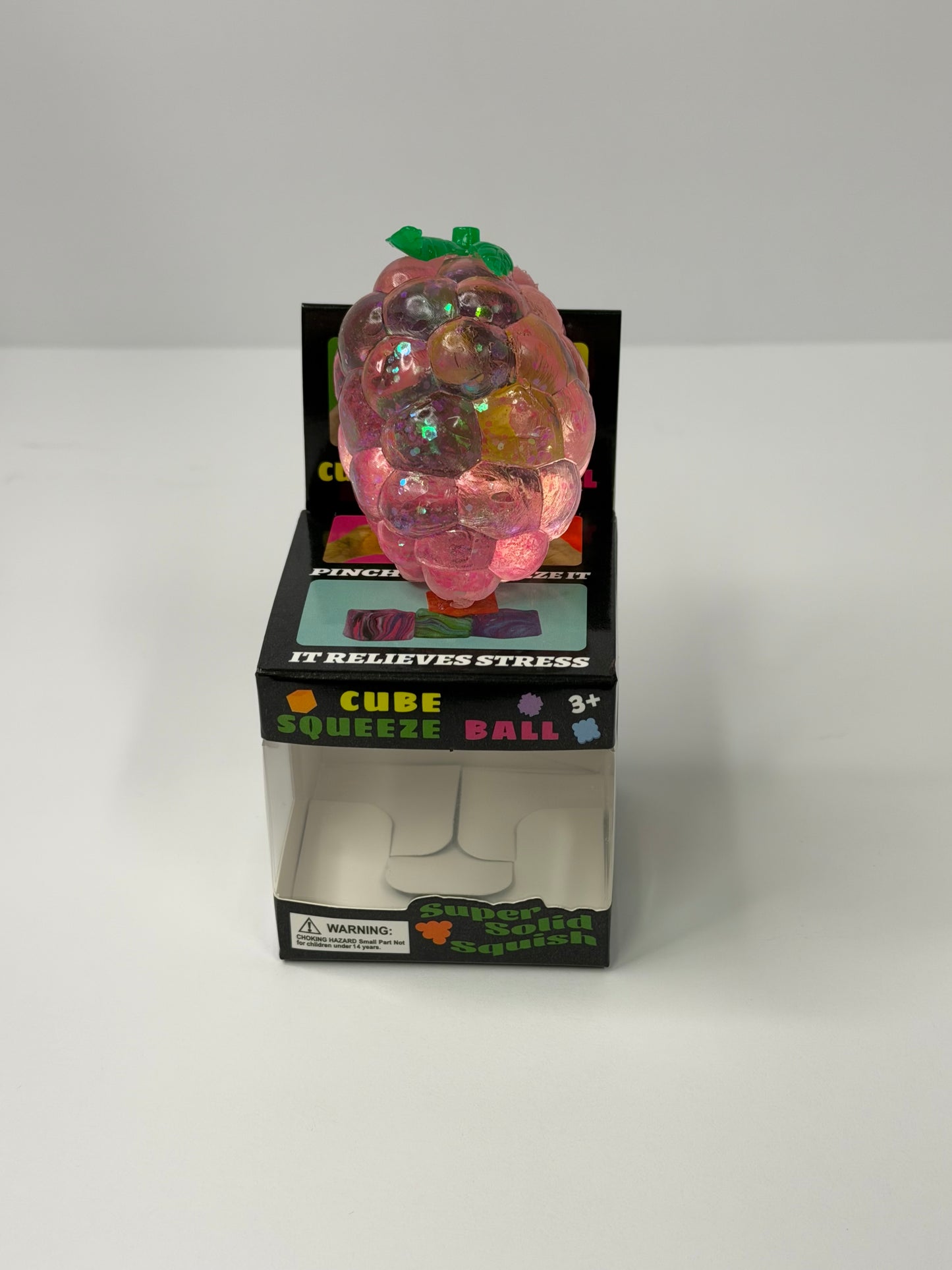 Pink Fruit Glitter Stretchy Stress Ball