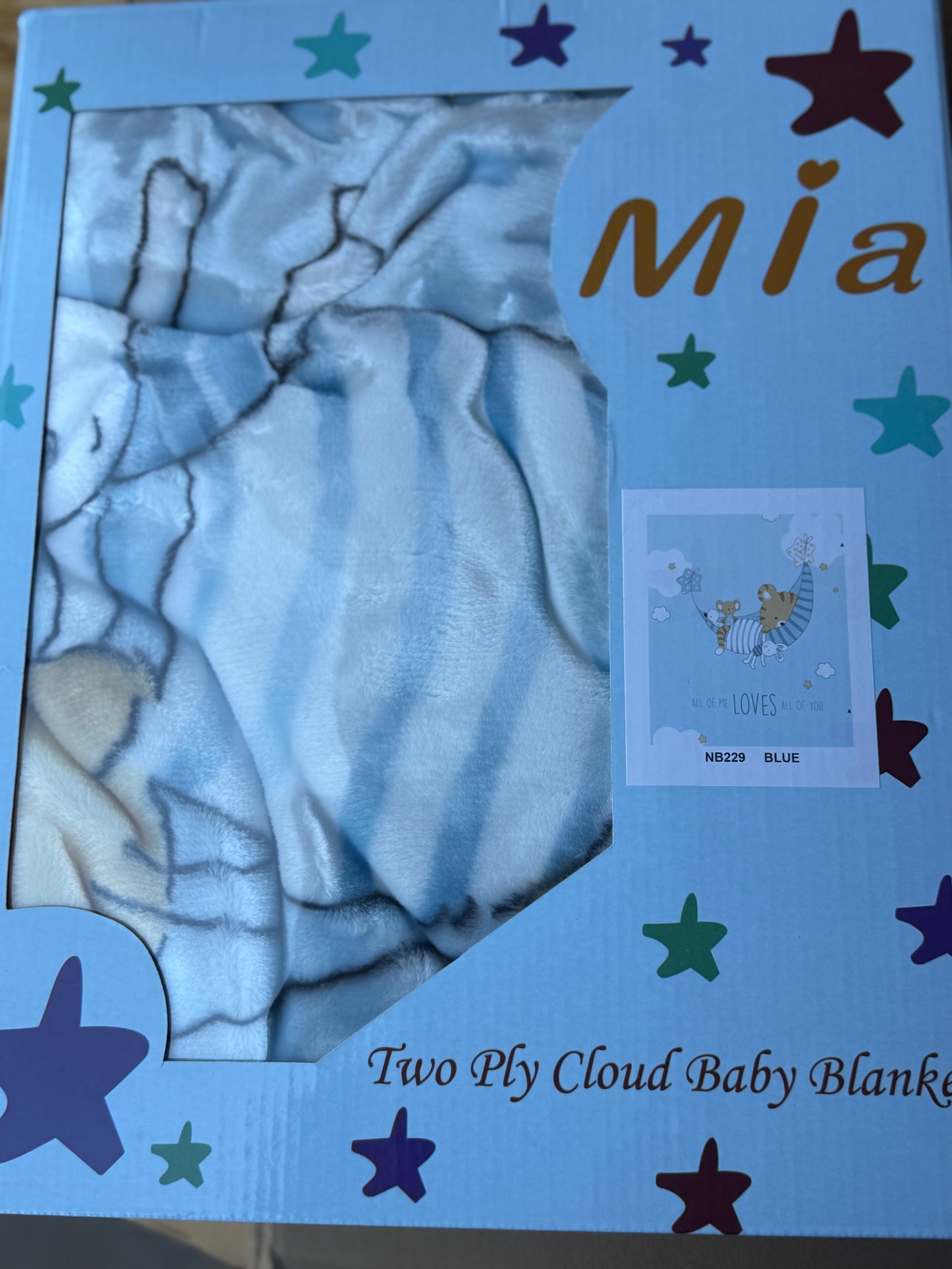 Sleepy Animals & Clouds Boy Baby Blanket Item #NB229