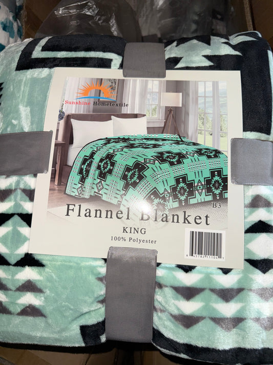 Green & Black Cross New Mexico King Size Blanket (ITEM #B3)