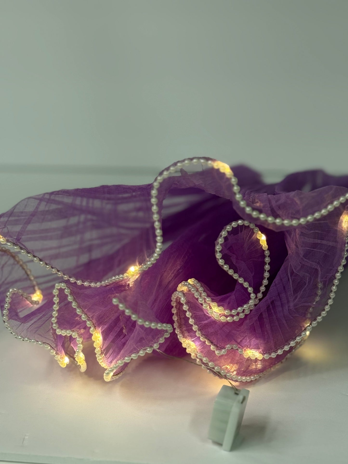 Pearl Trim Mesh with Lights Purple