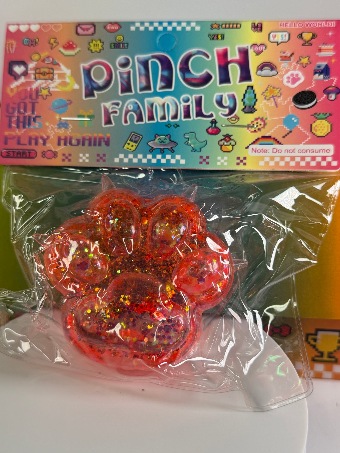 Paw Print Glitter Squishy (Gel Firm Stretchy Texture)