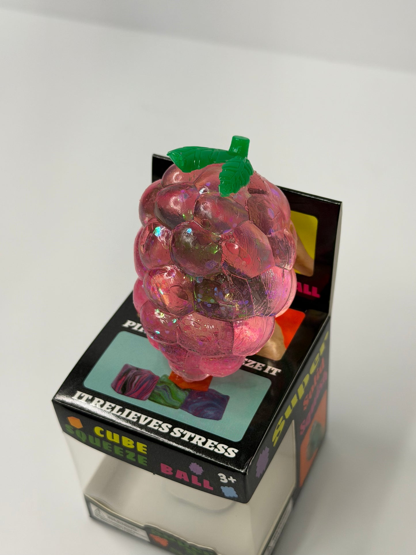 Pink Fruit Glitter Stretchy Stress Ball