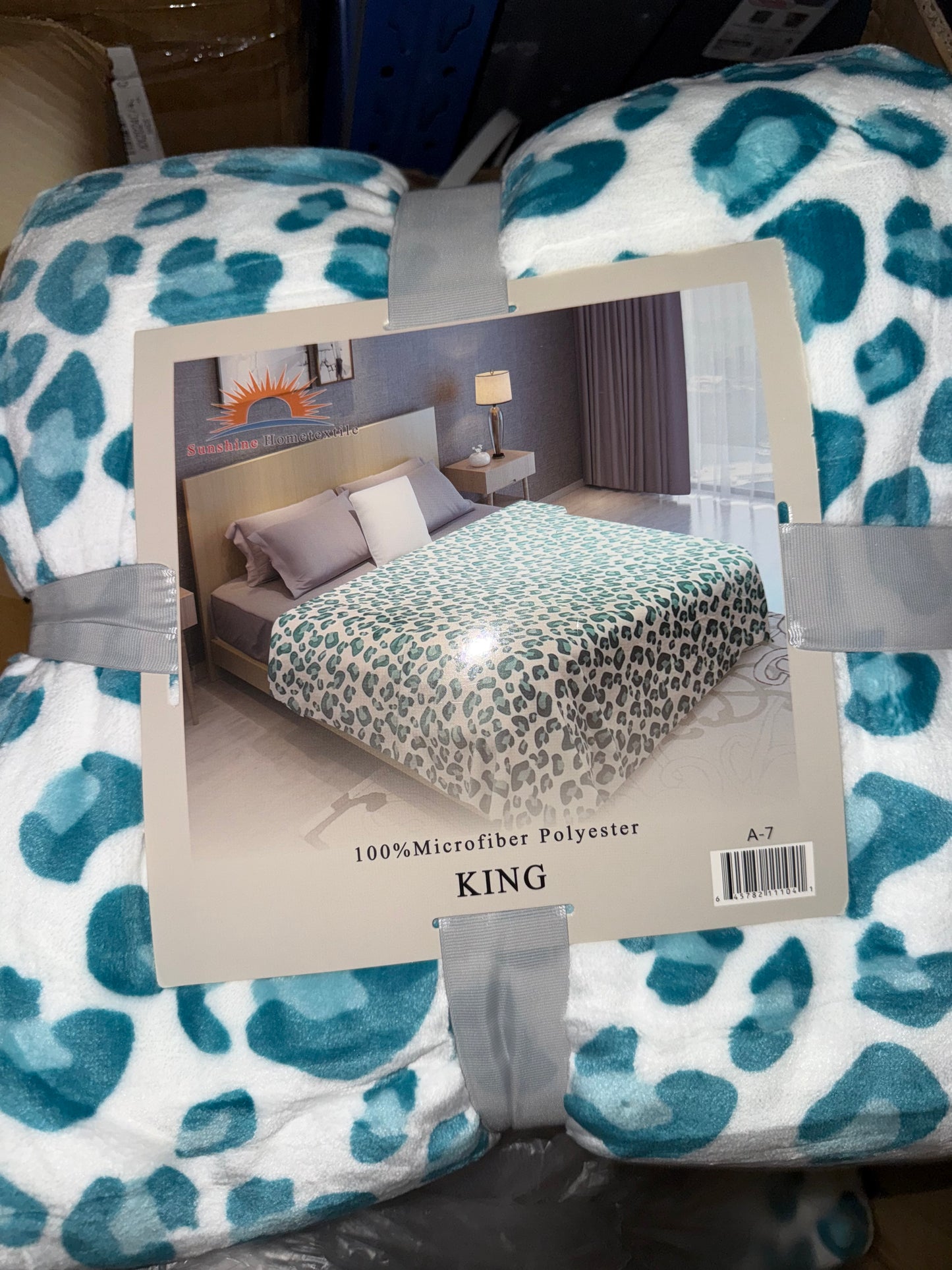 Blue Leopard Print King Size Blanket (ITEM #A-7)