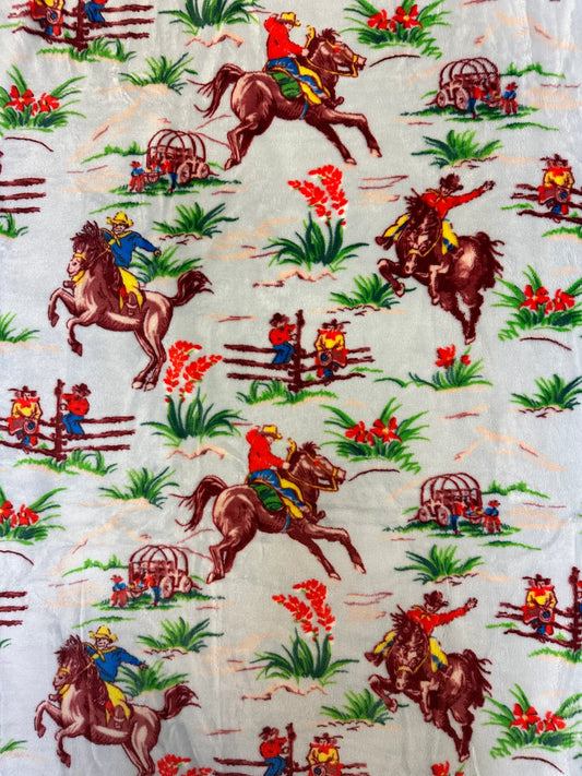 Cowboy with Horse King Size Flannel Blanket (ITEM #B16)