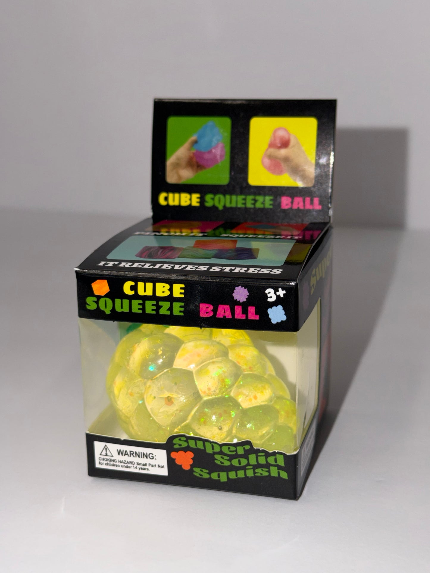 Yellow Fruit Glitter Stretchy Stress Ball
