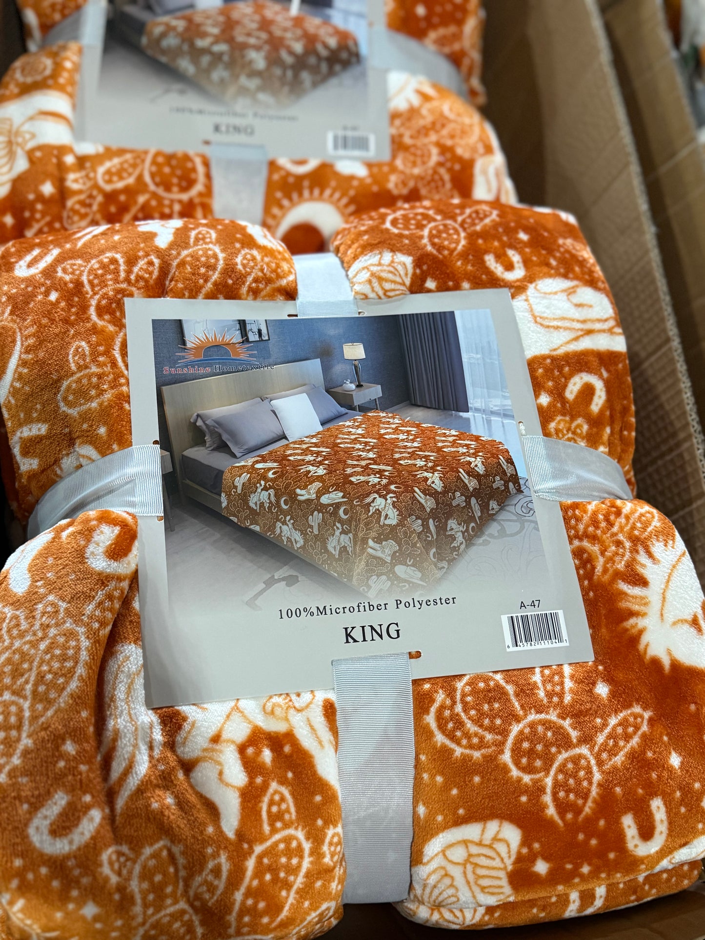 Cowboy Western Print King Size Flannel Blanket A-47