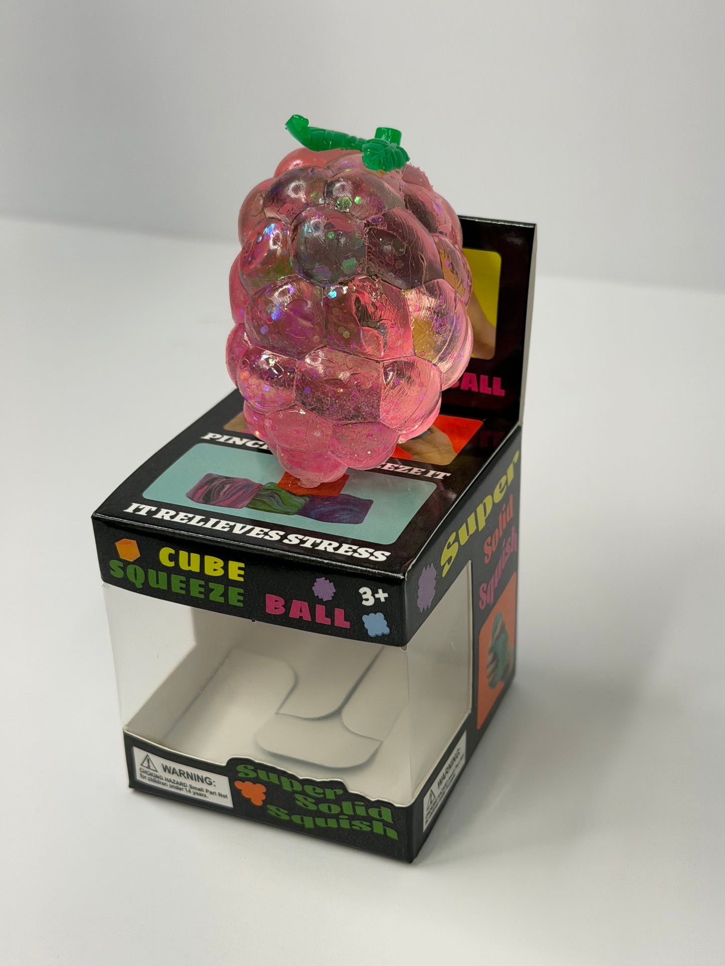 Pink Fruit Glitter Stretchy Stress Ball