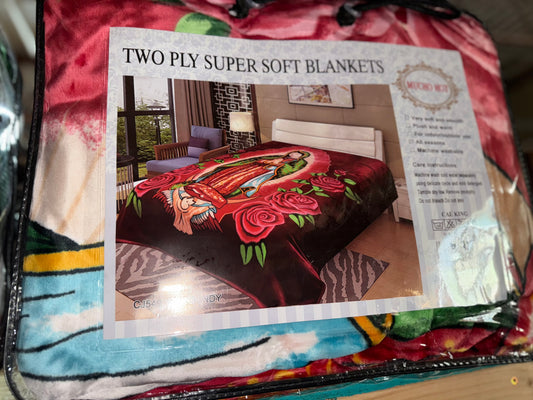 Cal King Ultra Thick & Heavy Virgen de Guadalupe Blanket (ITEM #CJ549)