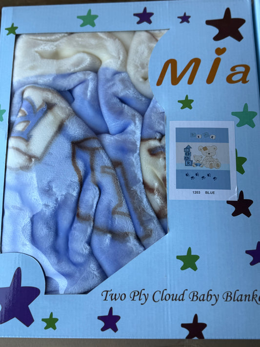 Bears with Building Blocks Boy Baby Blanket Item #1203