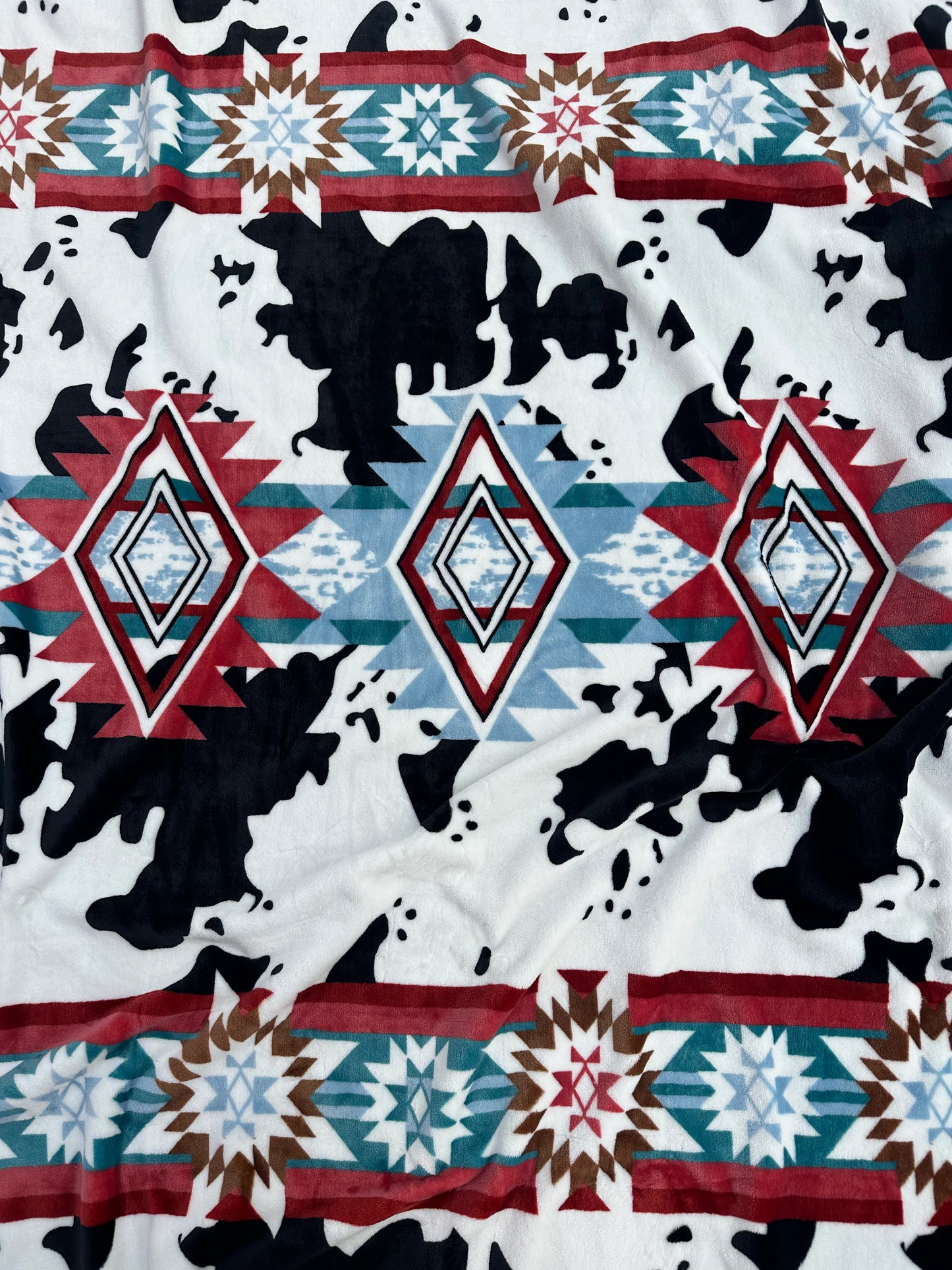 Western Cow Print King Size Blanket (ITEM #SW-126)
