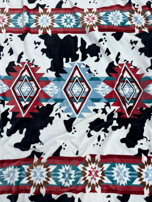 Western Cow Print King Size Blanket (ITEM #SW-126)