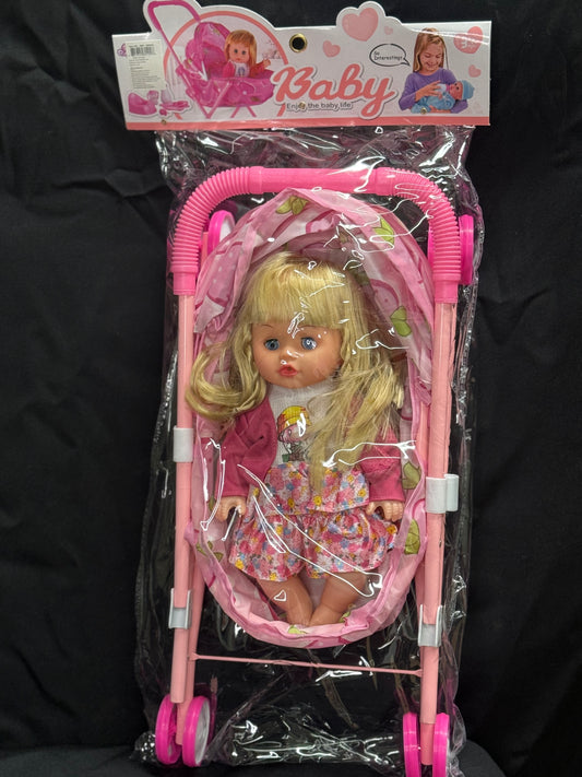 Stroller with Baby Girl Toy