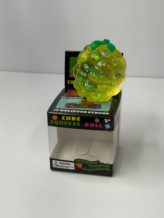 Yellow Fruit Glitter Stretchy Stress Ball