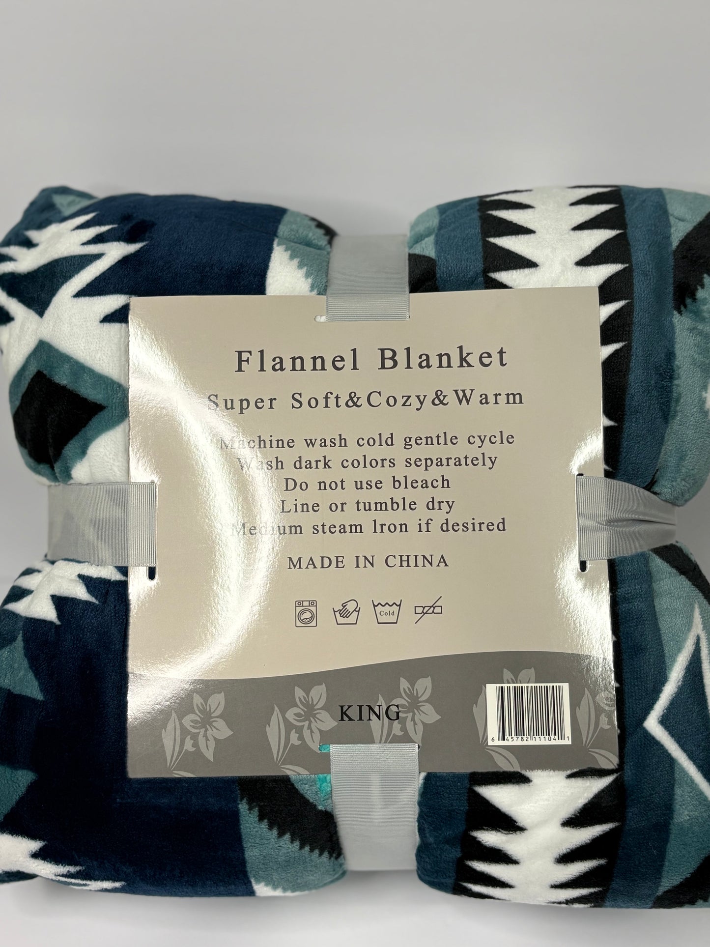 Aztec Blue Triangles King Size Flannel Blanket Item #A-36