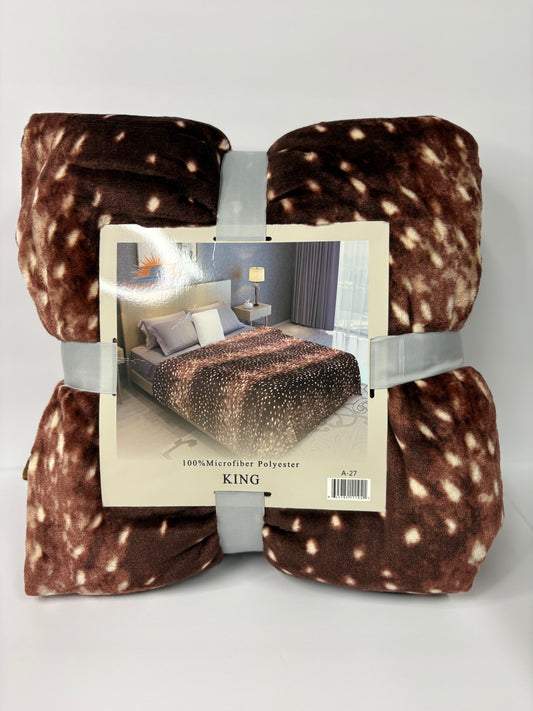 Deer Print King Size Flannel Blanket Item #A-27