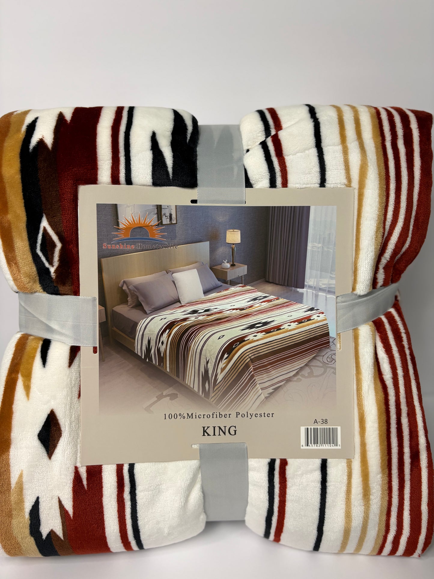 Aztec Brown Stripes King Size Flannel Blanket Item #A-38