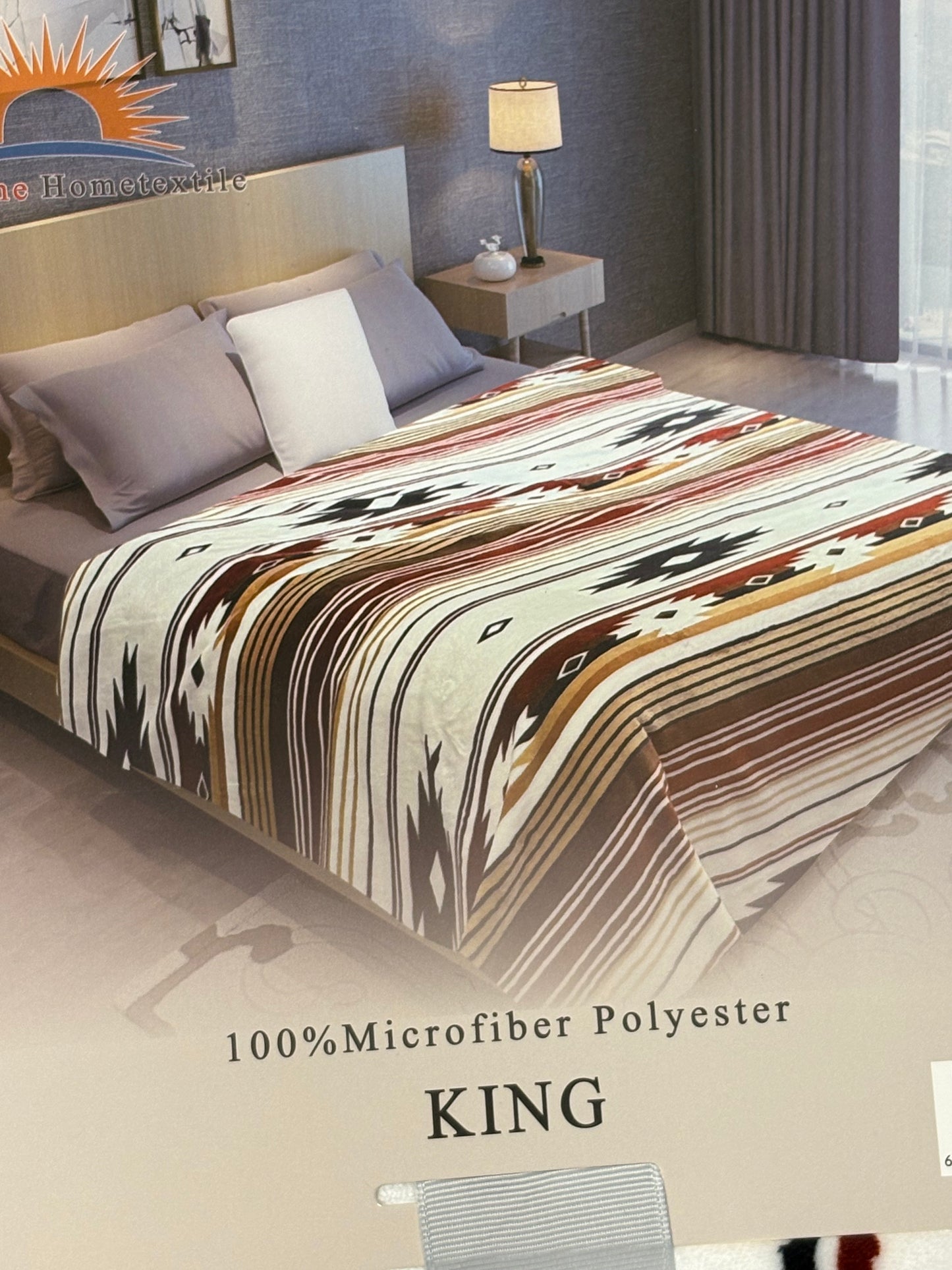 Aztec Brown Stripes King Size Flannel Blanket Item #A-38