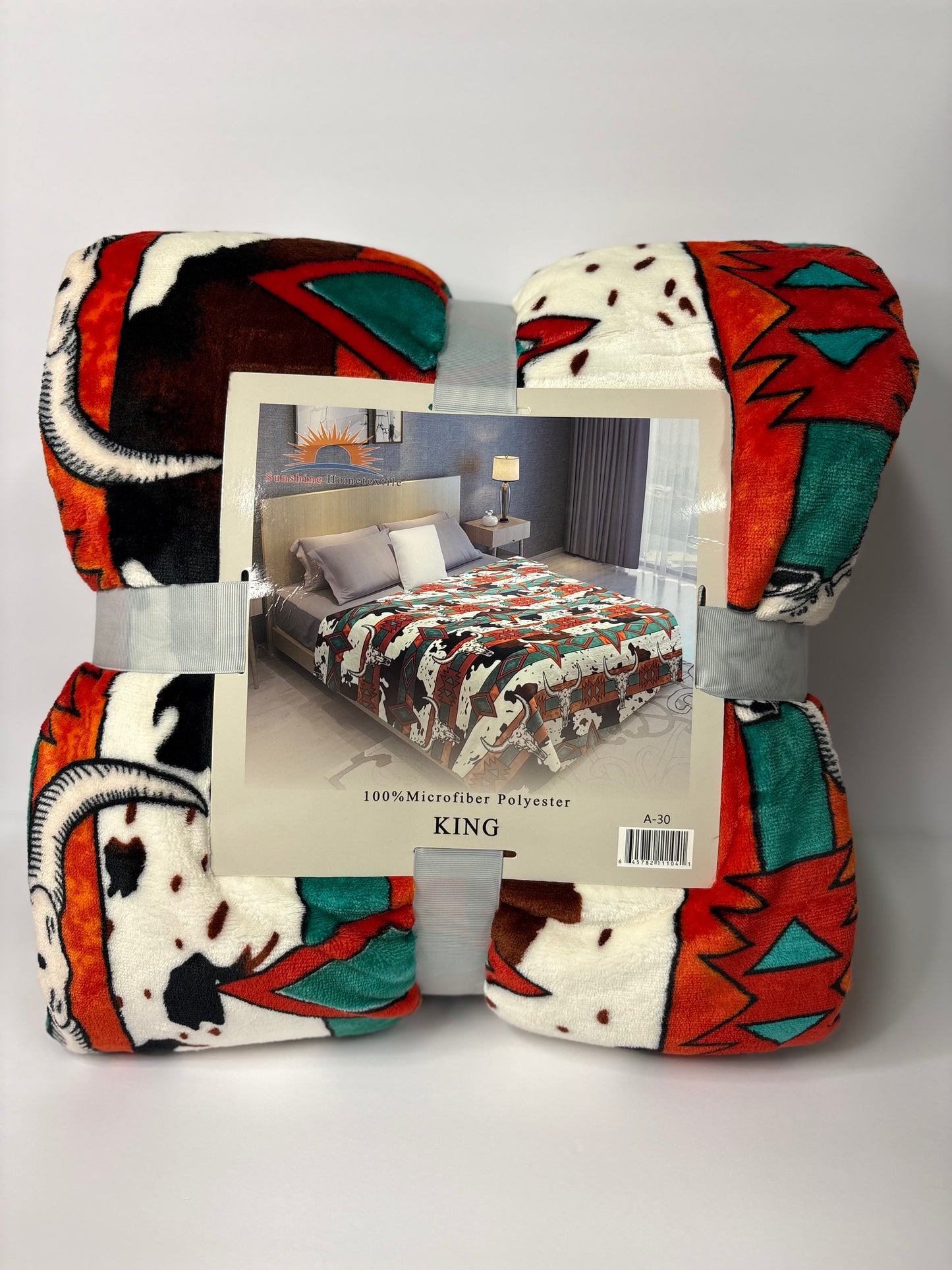 Western Cowprint King Size Flannel Blanket Item #A-30