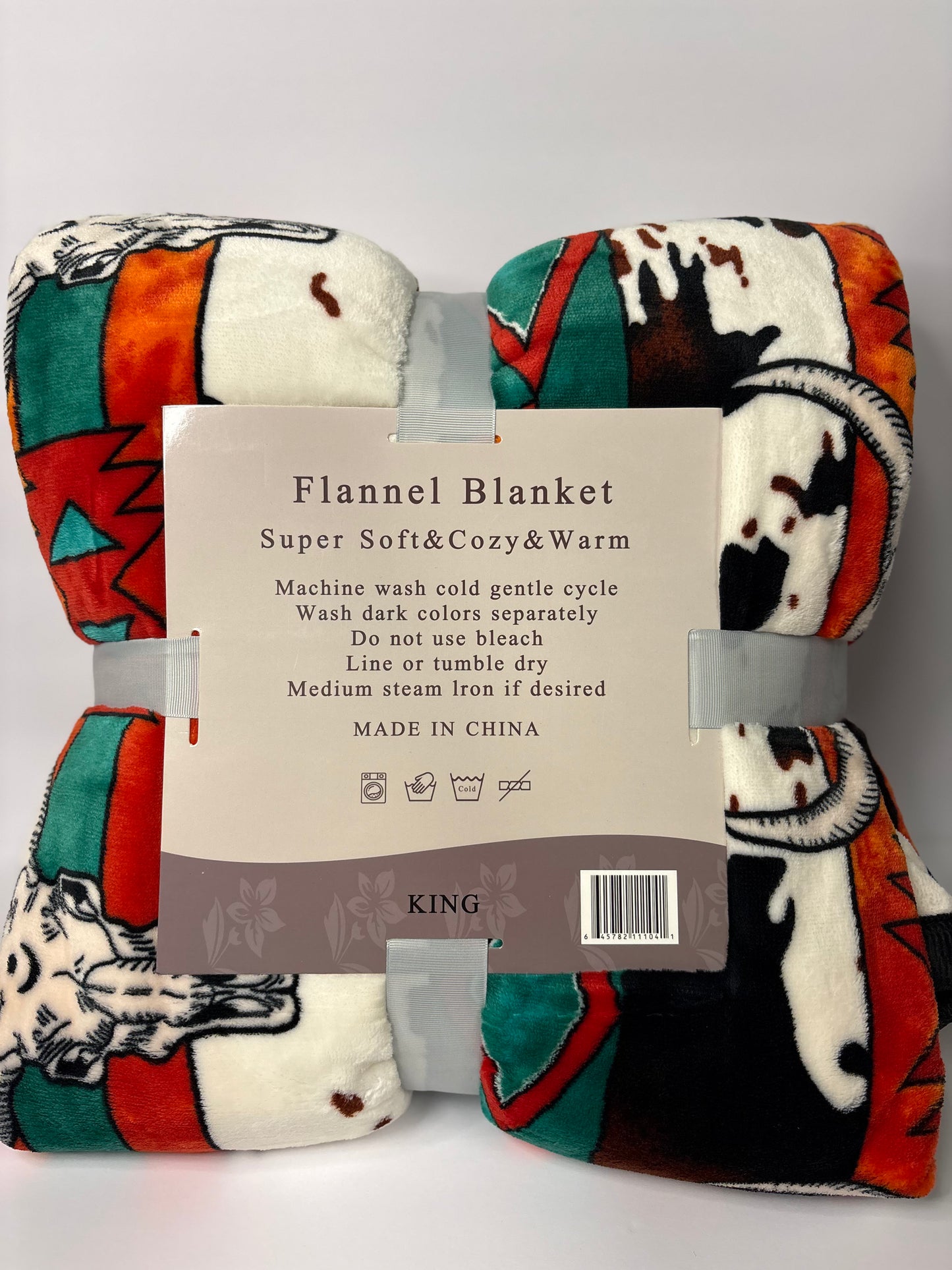Western Cowprint King Size Flannel Blanket Item #A-30