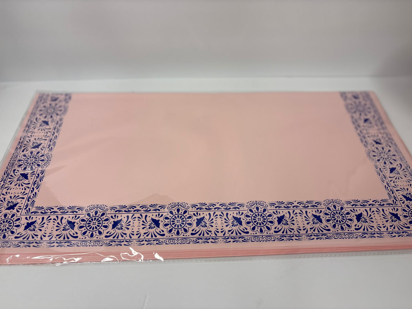 Pink W Blue Design Frame Floral Paper