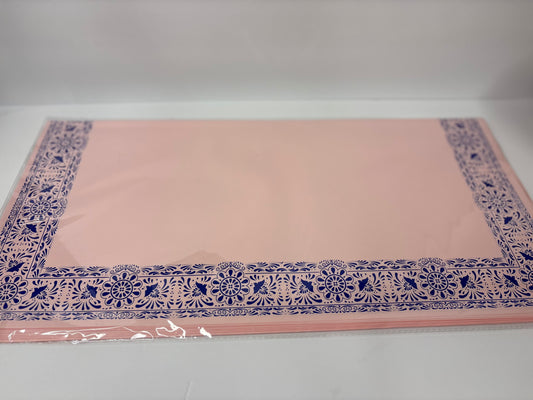 Pink W Blue Design Frame Floral Paper