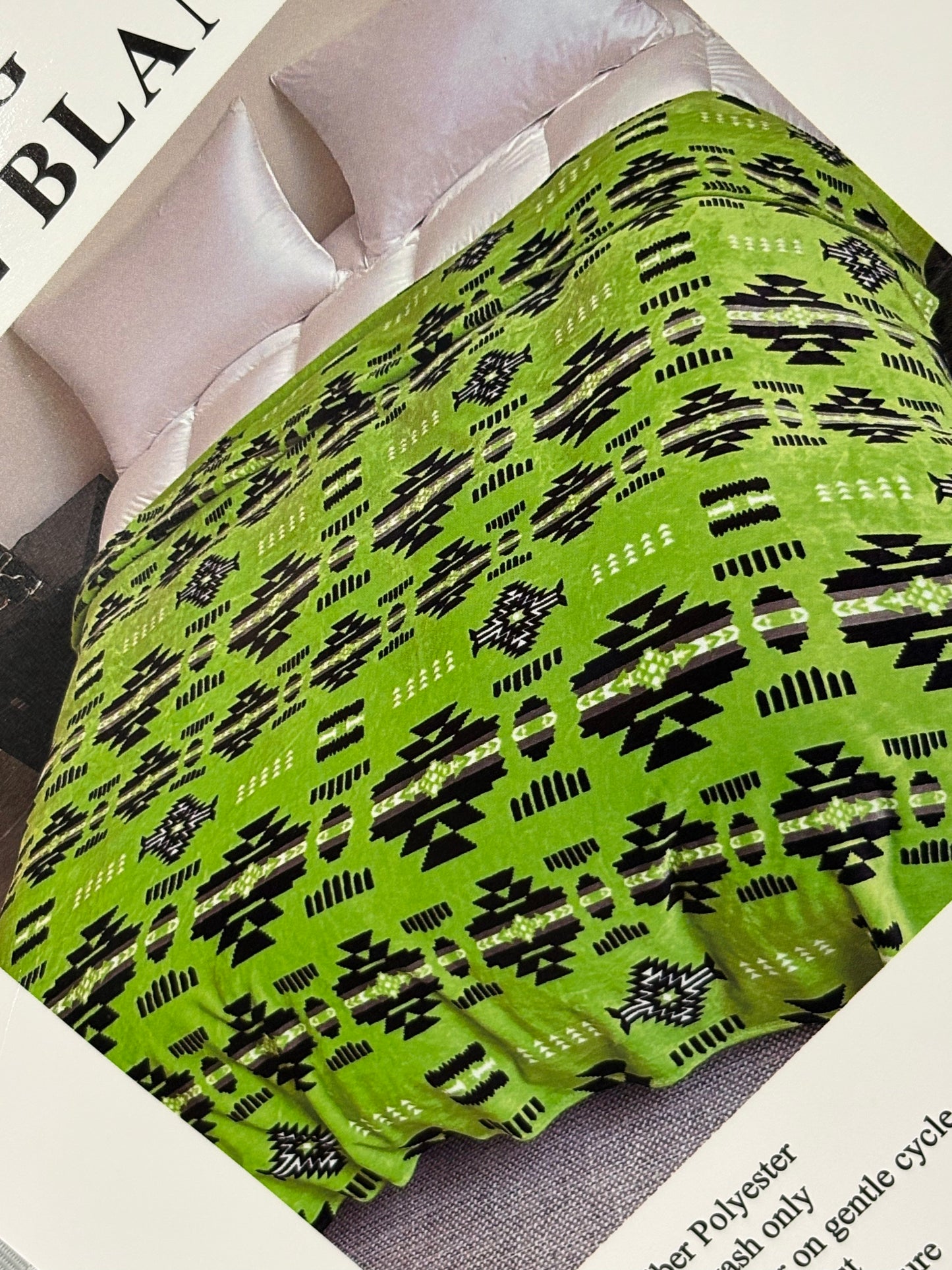 Lime Green Aztec Shaped Blanket S-43